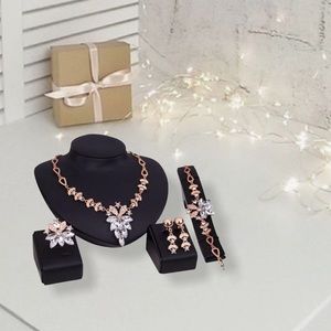 Rhinestone Necklace, Earrings, bracelet & Ring